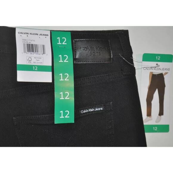 Calvin Klein Womens Inseam 29" Jet Black High Rise Mom Jeans Stretch NWT 14 - Picture 9 of 12